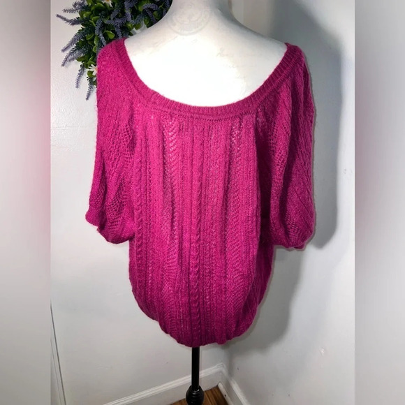 Express design studio,M, mohair wool blend open cable knit short puff sleeves - Picture 2 of 10